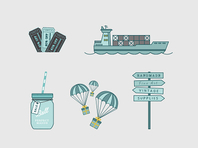 Zibbet 1 coupon illustration jar parachute ship sign vector