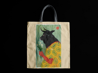 Canvas Tote Bag V3 art bag bag design cow mockup painting totebag