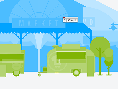 Airstream'in airstream blue green illustration market street food