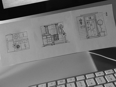 Post-it sketches ideas scenes sketch