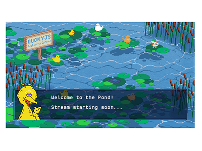 DuckyJS Stream Opener ducks graphic design illustration pixel art pixels pond typography water