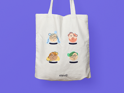 Elevio Tote Bag avatars bag characters concept elevio illustrations mockup personas tote