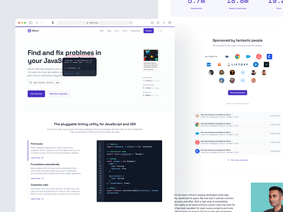 ESLint Website Redesign code dev eslint github home landing page lint minimal npm package purple redesign simple website