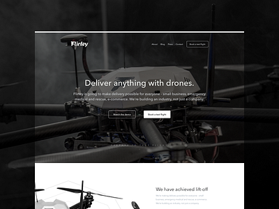 Flirtey black dark drone flight flirtey hero homepage minimal startup ui website white