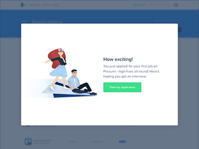 Applying for a job apply blue bold flying green interview jobs modal presumi resume simple style