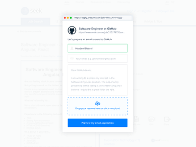 Integrated Presumi apply blue bold green integrated interview jobs popup presumi resume simple style