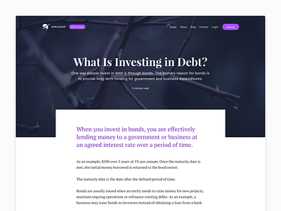 Finance Series Article article blog finance fintech hero home invest purple series space spaceship superannuation