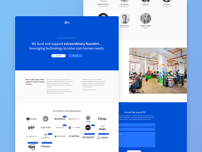 Tank Stream Ventures Website blue capital desktop founders funding homepage landing page screen startup vc venture website