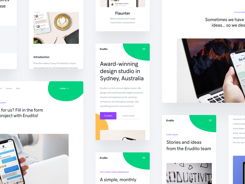 Erudito Website Design erudito website landing homepage colour agency studio creative design award winning sydney australia