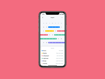 DailyUI 038 - Calendar agency app calendar calendar 2019 calendar app calendar ui clients dailyui dailyui 038 flat freelance projects studio