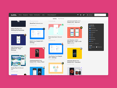 DailyUI 047 - Activity Feed activity activity feed activity stream comments dailyui dailyui 047 dribbble feed followers likes notification center notifications