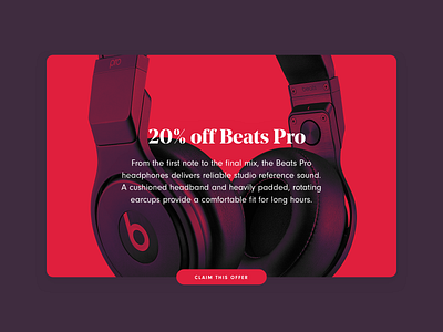 DailyUI 036 - Special Offer 20 off beats beats by dre claim dailyui dailyui 036 discount headphones modal offer popup special special offer