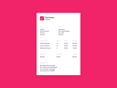 DailyUI 046 - Invoice dailyui dailyui 046 invoice invoice design invoice funding invoice template invoices invoicing payment receipt xero