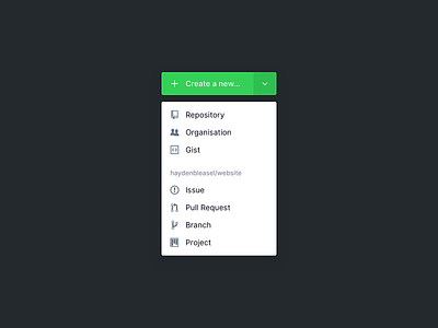 DailyUI 090 - Create New branch button create create new dailyui dailyui 090 dropdown gist github icons iconset issue repo