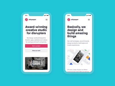 Jellypepper - Mobile agency homepage jellypepper landing pages mobile rebrand redesign responsive studio website website design