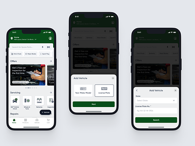 Car Servicing & Spare Parts App active state app app design automobile bottom sheet ecommerce icons ios app iphone mobile application mobile screen popover product design scroll search bar spare parts text field ui ux