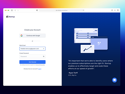 SaaS Login page account active state b2b desktop landing page login multistep product design profile saas sign up split screen text field text input ui user flow user interface ux