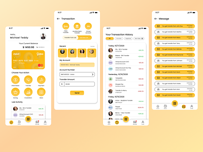 Mobile Banking App - Yobo Banking app button clean design finance fintech home mobile mobile app design mobile ui ui uidesign uiux userinterface yellow
