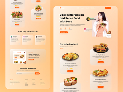 Jajanin - Culinary Landing Page 🍖 app branding button clean design food glass home images landingpage logo orange ui uidesign uiux userinterface