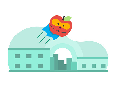 Superhero apple city skyline superhero