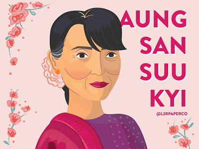 Aung San Suu Kyi aungsansuukyi flower illustration l2rpaperco leader myanmar portrait