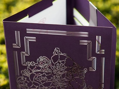 Rockefeller Invitation edge painting invitation laser cut letterpress wedding
