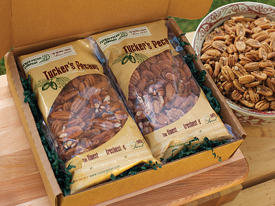 Tucker Pecan Cello Packaging cello clear nuts packaging pecans wood cut