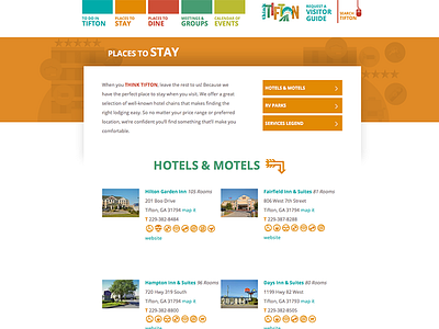 TiftonTourism.com agriculture colorful distressed hotel motel tourism website