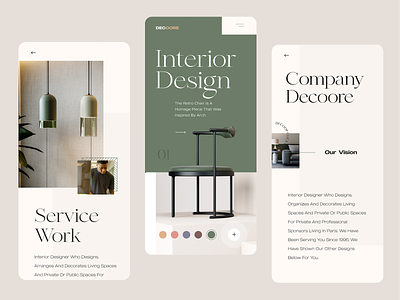 Decoore Interior - Mobile Concept banner clean design interior minimal minimalist mobile mobile design portfolio responsive showcase showreel slider typography ui ux uxdesign