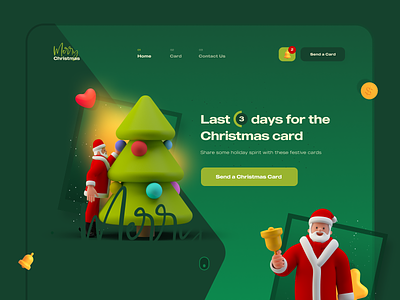 Merry Christmas- Web Design 3d 3d art 3d illustration clean cool green illustration loader merry christmas new year santa claus typography ui ux uxdesign vector web design
