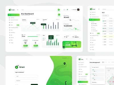Kiwi - Scooter Dashboard branding chart creative dashboard map design header login logo map menu search tooltip ui uidesign ux uxdesign webdesign