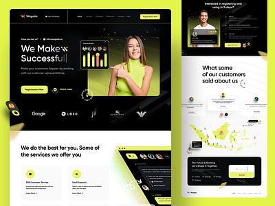 Customer Service-Landing Page black branding chat creative customer customer service design green illustration landing page logo product design ui uidesign ux uxdesign webdesign