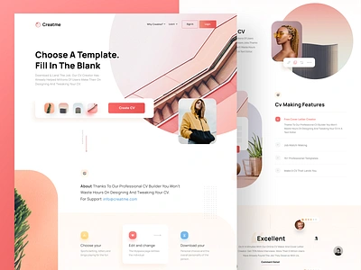 Creatme-Cv Creation Web Page builders colors concept creative design cv builder cv design cv maker fireart fresh landing page landingpage makers ui ux uxdesign web design webdesign