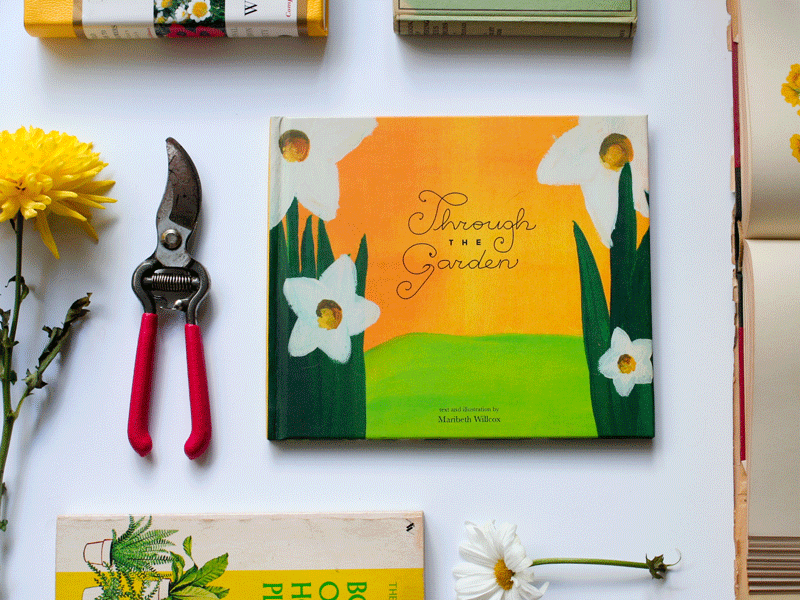 Through the Garden book design flowers gouache hand drawn type illustration painting photography print styling typography