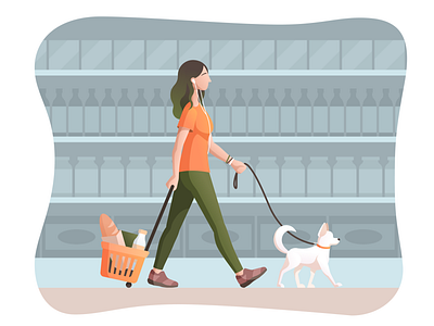 Friends dog flat flat illustration girl illustration shopping vector