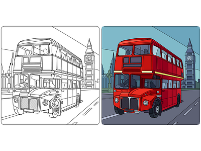 Line-art + coloring for mobile app "Cars"