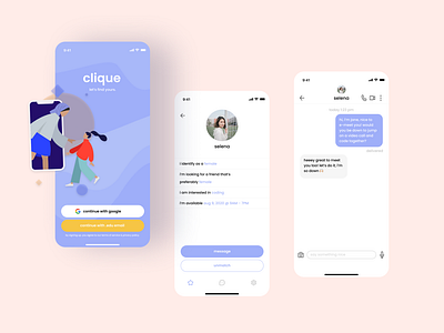 just a click away from finding your clique 👯‍♀️ app design friends hackathon humaaans matching mobile mobileapp mobileappdesign spectra typography ui