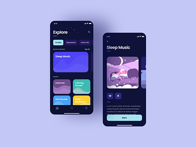 Bed Time 😴💜🌙 app design mobile mobileapp sleep app ui ui design visual design