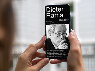 Design concept about the biography of Dieter Rams adobe photoshop branding braun design dieter rams figma graphic design illustration ui ux web design website
