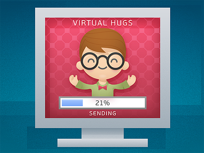 Hugday`s illustration boy cute geek glasses hug mail serejakalash