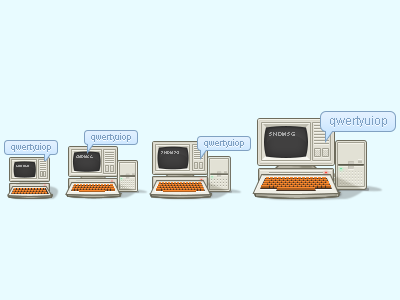 Old Computer in different sizes computer illustrations old qwertyuiop serejakalash