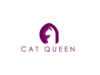 cat queen logo design flat icon logo