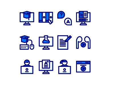 Icon Design Online Learning app clean computer design icon icons icons pack iconset minimal online learning outline study web