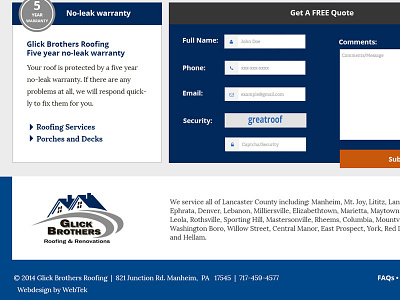 Glick Brothers Roofing Website Redesign - WIP 2
