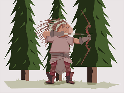 Porcupine archer character character design characterdesign characters charactersdesign gamecharacter illustration porcupine vector videogame