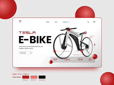 Tesla E-Bike Landing Page Design Concept bicycle shop bicycle website concept branding design landing page design landingpage tesla e bike ui ui design ux website concept website design