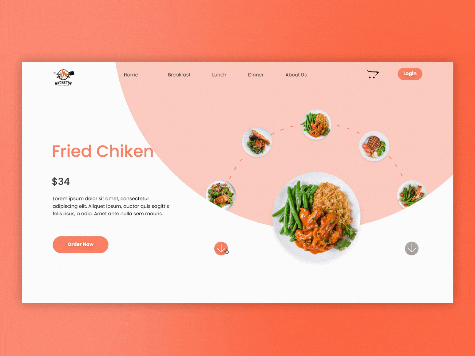 Animated Food Ordering Landing Page Design