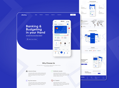 Banking App Promotional Website Landing Page Design Concept banking app banking website design landing page design landingpage ui ui design website concept website design