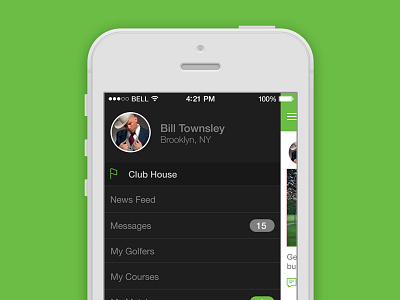 iPhone App - Drawer golf ios7 iphone ui user interface