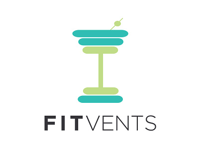 Fitvents Logo event fitness fun graphic design health logo design martini party wellness